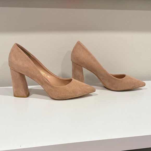 Suede Block Heels - Picture 2 of 8